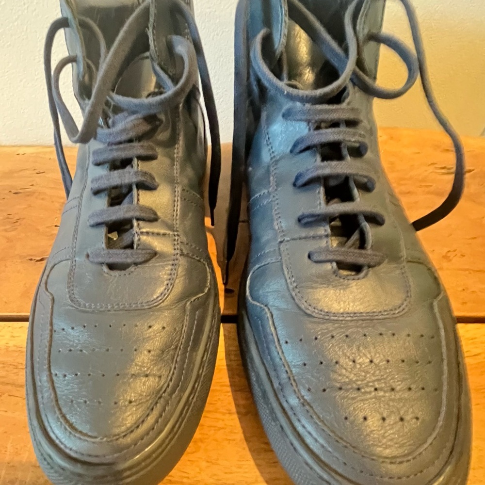 Men's Common Projects High-Top Leather Sneakers - Navy